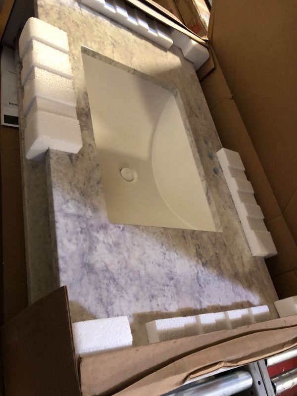 Photo 1 of 37 in. W x 22 in. D Stone Effects Cultured Marble Vanity Top in Pulsar with Undermount White Sink