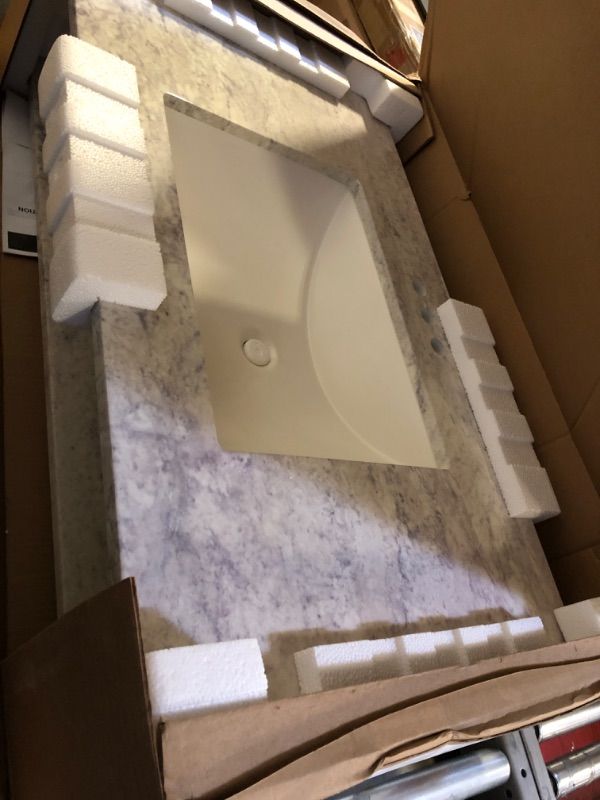 Photo 2 of 37 in. W x 22 in. D Stone Effects Cultured Marble Vanity Top in Pulsar with Undermount White Sink