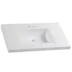 Photo 1 of 
Glacier Bay
37 in. W x 22 in. D Cultured Marble White Rectangular Single Sink Vanity Top in White