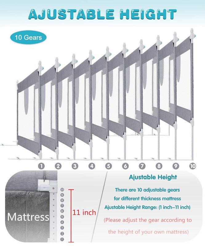 Photo 1 of  Bed Rails for Toddlers - 60 70 80 Inch Extra Long Baby Bed Rail Guard with Y-Strap for Kids Twin,Double,Full
