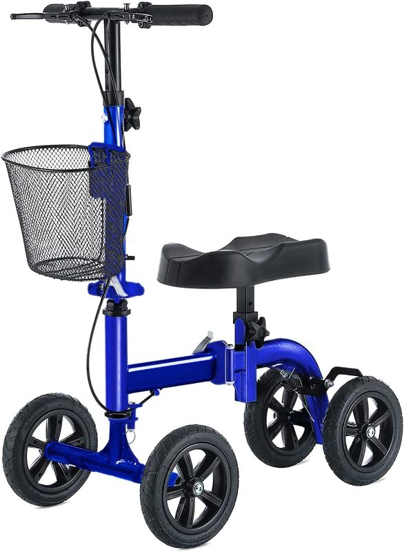 Photo 1 of RINKMO Knee Scooter, Foldable Knee Scooter Walker Economical Knee Scooters for Foot Injuries Best Crutches Alternative (Blue)
