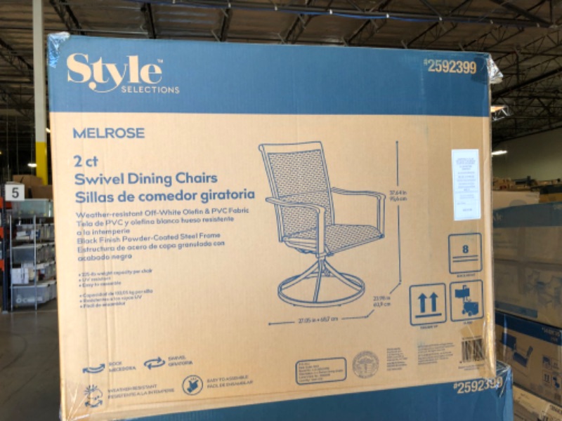 Photo 2 of Style Selections Melrose Set of 2 Black Steel Frame Swivel Dining Chair(s) with Off-white Cushioned Seat
