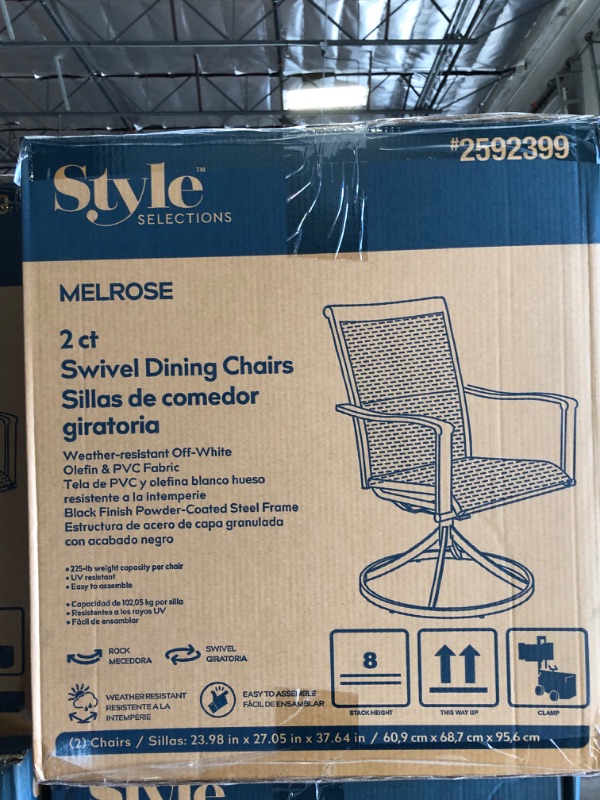 Photo 3 of Style Selections Melrose Set of 2 Black Steel Frame Swivel Dining Chair(s) with Off-white Cushioned Seat
