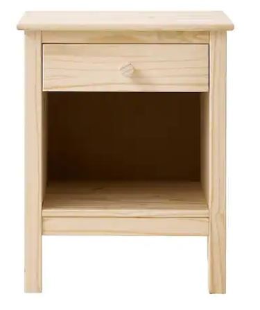 Photo 1 of 1-Drawer Unfinished Natural Pine Wood Nightstand (25 in. H x 20 in. W x 16.5 in. D)
