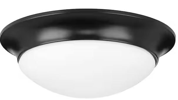 Photo 1 of 14 in. 2-Light Black Etched Glass Flush Mount
