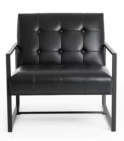 Photo 1 of 29.25 in. H Black PU Leather Tufted Accent Chair
SLIGHTLY USED HAS SCRAPES ON METAL 