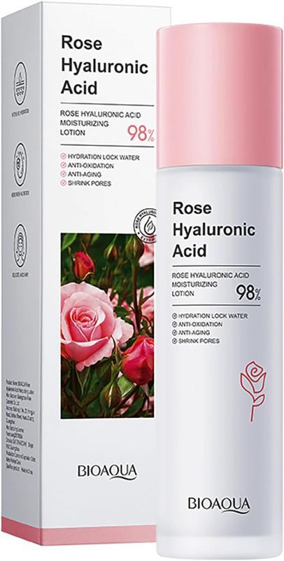 Photo 1 of BIOAQUA 98% Rose Extract Hyaluronic Acid Facial Moisturizing Lotion Face Neck Hydration Anti-Oxidation Shrink Pores Anti-Aging 100ml/3.38fl.oz
