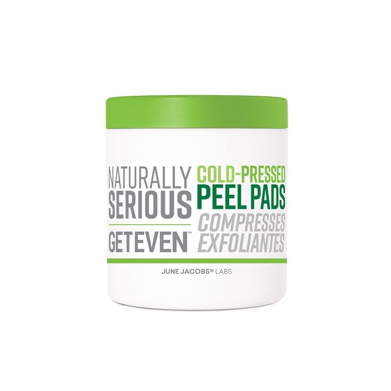 Photo 1 of Naturally Serious | Get Even Cold-Pressed Peel Pads, Exfoliating Pads For Uneven Texture, Peel Pads For Sensitive Skin, Vegan Skincare, Cruelty-Free Skincare
