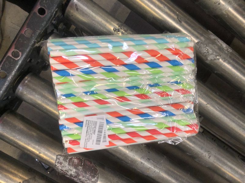 Photo 2 of 100PCS Biodegradable Paper Straws Bulk, Assorted Rainbow Colors Striped Drinking Straws for Juice, shakes, Cocktail, Coffee,Soda, Milkshakes, Smoothies,Celebration Parties and Arts Crafts Projects
