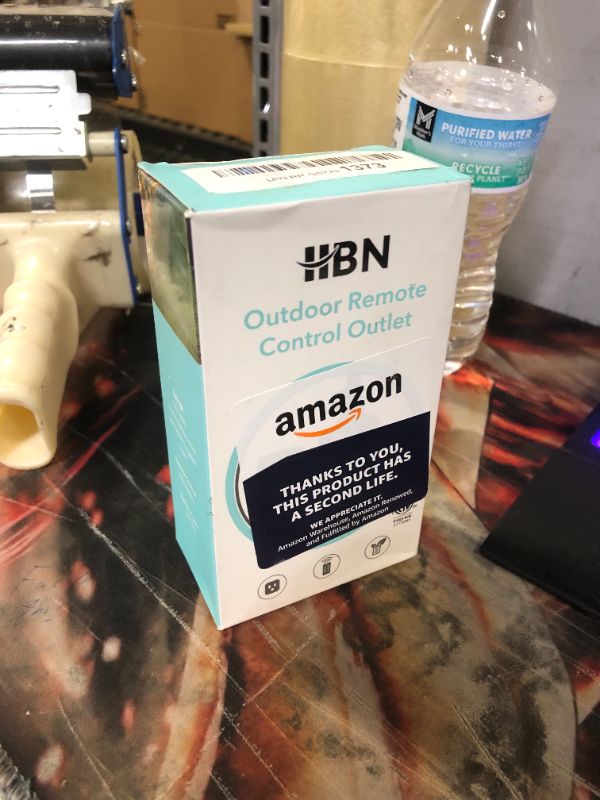 Photo 3 of HBN Outdoor Indoor Wireless Remote Control 3-Prong Outlet Weatherproof Heavy Duty 15 A Compact 1 Remote 1 Outlet with Remote 6-inch Cord 100ft Range ETL Listed (Battery Included) 1 Outlet-1PC