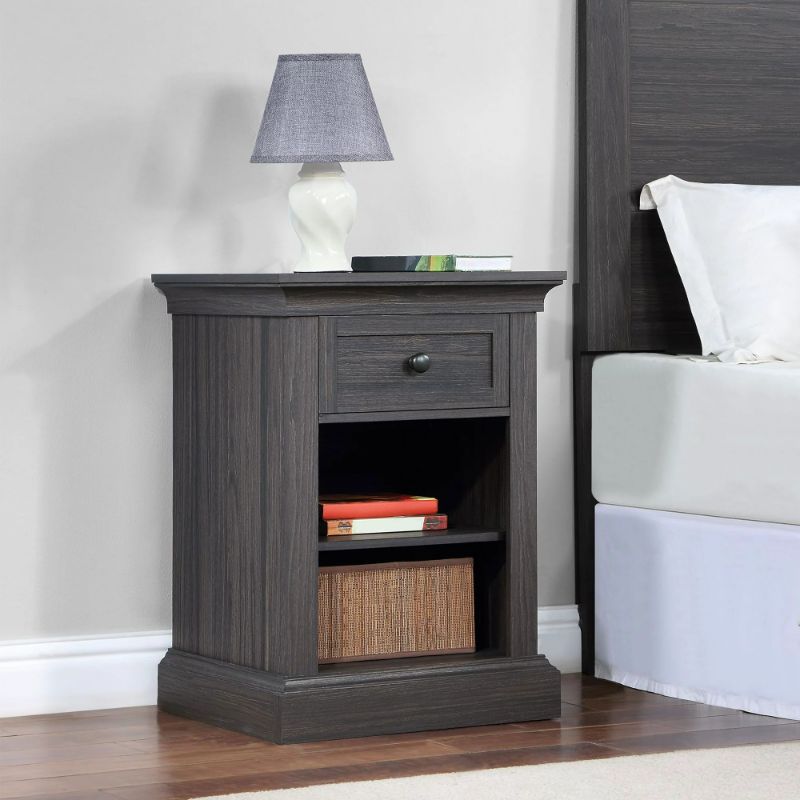 Photo 1 of BHG VINTAGE STYLE SOLID WOOD NIGHTSTAND WITH 1 DRAWER - GREY