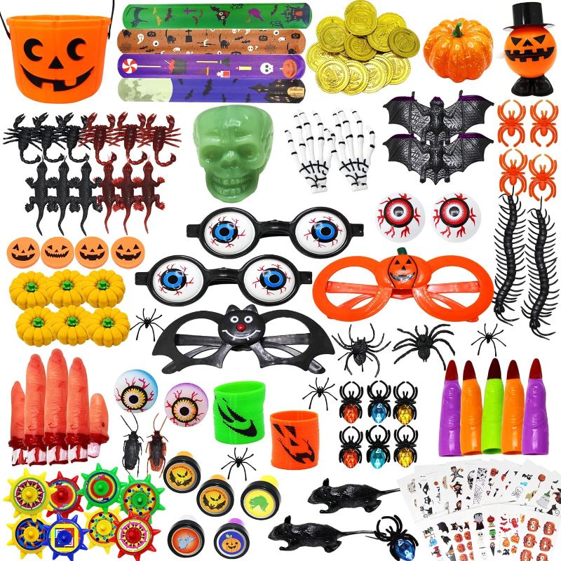 Photo 1 of ZMCINER 153 Pcs Halloween Party Favors Halloween Toys Assortment, School Classroom Rewards, Pinata Filler, Halloween Miniatures, Halloween Prizes to Trick or Treat for Kids (33 Types)
