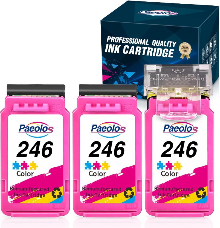 Photo 1 of Remanufactured 246 Ink Cartridges Replacement for Canon 246 246XL for PIXMA MG2420 MG2924 MG2920 MX492 TS3120 TS302 TS202 TR4520 iP2820, 3 Packs (3 Tri-Color)

