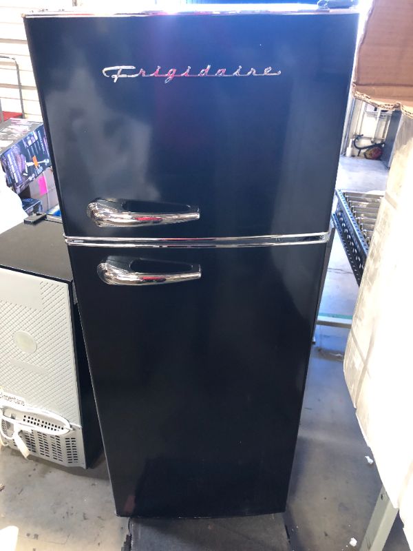 Photo 2 of 7.5 cu ft Mini Refrigerator with Top Freezer and Chrome Handles in Black
