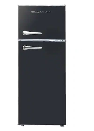 Photo 1 of 7.5 cu ft Mini Refrigerator with Top Freezer and Chrome Handles in Black
