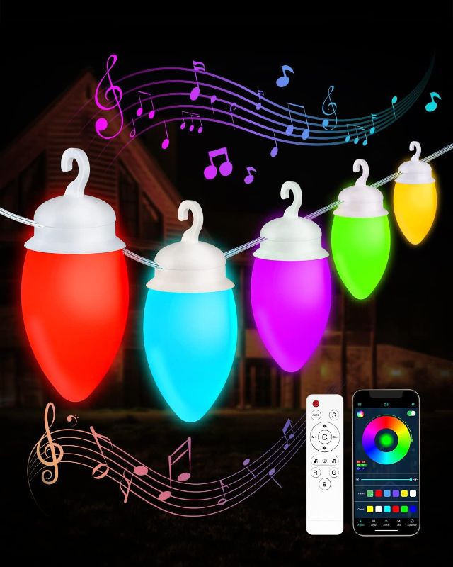 Photo 1 of JIMIMORO Smart Outdoor String Lights - 48FT RGB Patio Lights with 20 Dimmable IP65 Waterproof Warm White LED Bulbs APP & Remote Control Patio String Lights for Outside Balcony Backyard Party Cafe B
