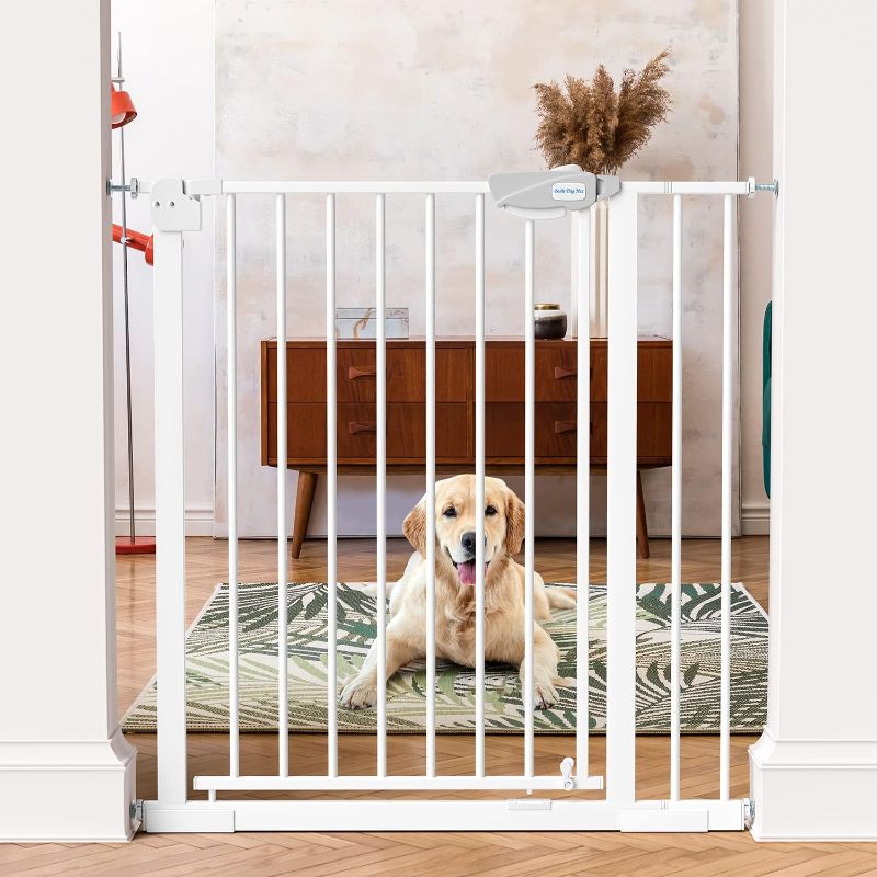 Photo 1 of Baby Gate - 40'' Extra Tall and 30''-37'' Adjustable Width Pet Gate for Stairs & Doorways & House and More, Can Use As Dog Gate, Pressure Mounted, No Drilling, Auto Close, White
