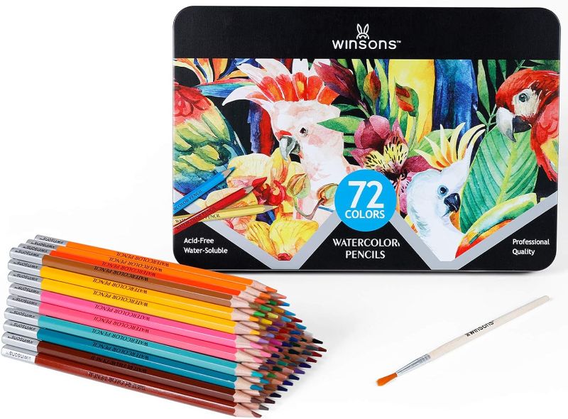 Photo 1 of -FACTORY SEALED- WINSONS Watercolor Pencil Set of 72 Colors Presharpened Water Soluble Colored Pencils for Drawing Sketching Coloring Shading and Painting Perfect Starter Kits for All Beginners to Professionals
