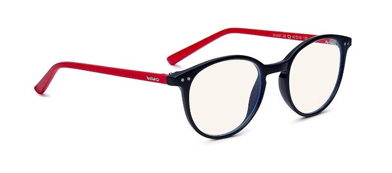 Photo 1 of -FACTORY SEALED- Bollé Safety - MIAMI, Blue Light Blocking Safety Glasses, Nylon TR90 Matt black and Red, PC lenses Plano
