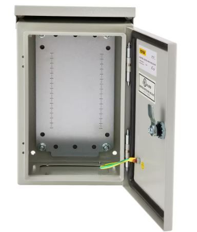 Photo 1 of Electrical Enclosure Box 16 x 12 x 6 in. NEMA 4X IP65 Junction Box Carbon Steel Hinged with Rain Hood for Outdoor Indoor
