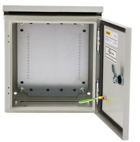 Photo 1 of Electrical Enclosure Box 16 x 16 x 6 in. NEMA 4X IP65 Junction Box Carbon Steel Hinged with Rain Hood for Outdoor Indoor
