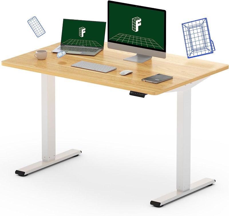 Photo 1 of FLEXISPOT Adjustable Height Electric Standing Desk 48 x 24 Inches Whole-Piece Desktop Stand Up Home Office Desk (White Frame + 48" Maple Top)
