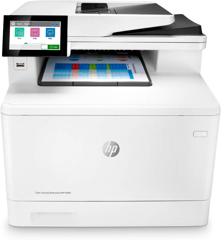 Photo 1 of HP Color LaserJet Enterprise M480f Multifunction Duplex Printer (3QA55A) white
