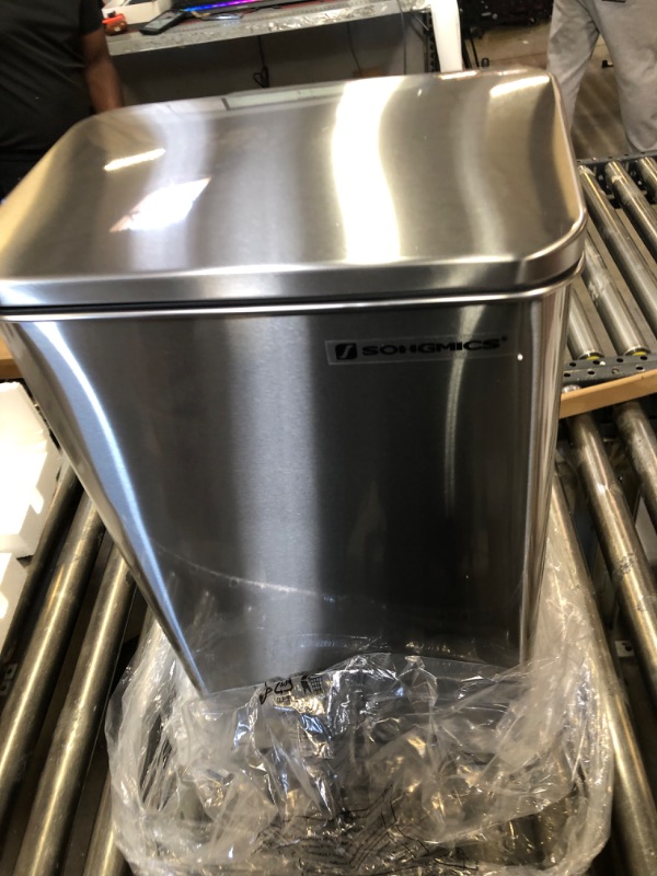 Photo 2 of SONGMICS Kitchen Trash Can, 10.5 Gallon Garbage Can, Large Step Trash Bin with Lid, Stainless Steel, Soft Close, 15 Trash Bags Included, Silver ULTB540E40