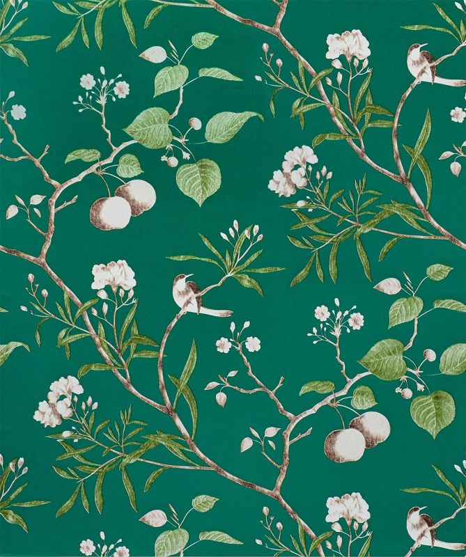 Photo 1 of Abliwaper Green Floral Wallpaper 17.7"x236"Vintage Flower and Bird Peel and Stick Wallpaper Removable Wallpaper Self Adhesive Wall Paper Contact Paper Vinyl Film
