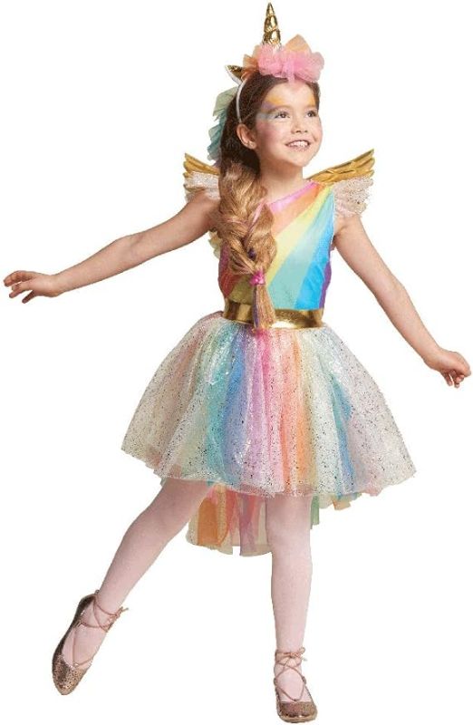 Photo 1 of  Seasons DIRECT Halloween Girl's  3/5 old's Rainbow Unicorn Costume With Wing and Headband
