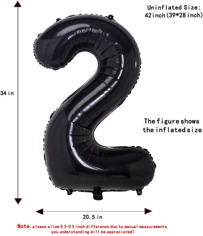 Photo 1 of Black 2 Balloons,40 Inch Birthday Foil Balloon Party Decorations Supplies Helium Mylar Digital Balloons 