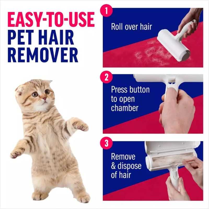 Photo 1 of 1pc Pet Hair Remover - Reusable Cat and Dog Hair Remover for Furniture, Couch, Carpet, Car Seats and Bedding - Eco-Friendly, Portable, Multi-Surface Lint Roller & Animal Fur Removal Tool
