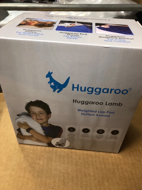 Photo 2 of Huggaroo Weighted Lap Pad Lamb- Sensory Stuffed Animals - 3.6 lb Large 29 x 8 in for Anxiety and Autism Comfort – Stocking Stuffer00
