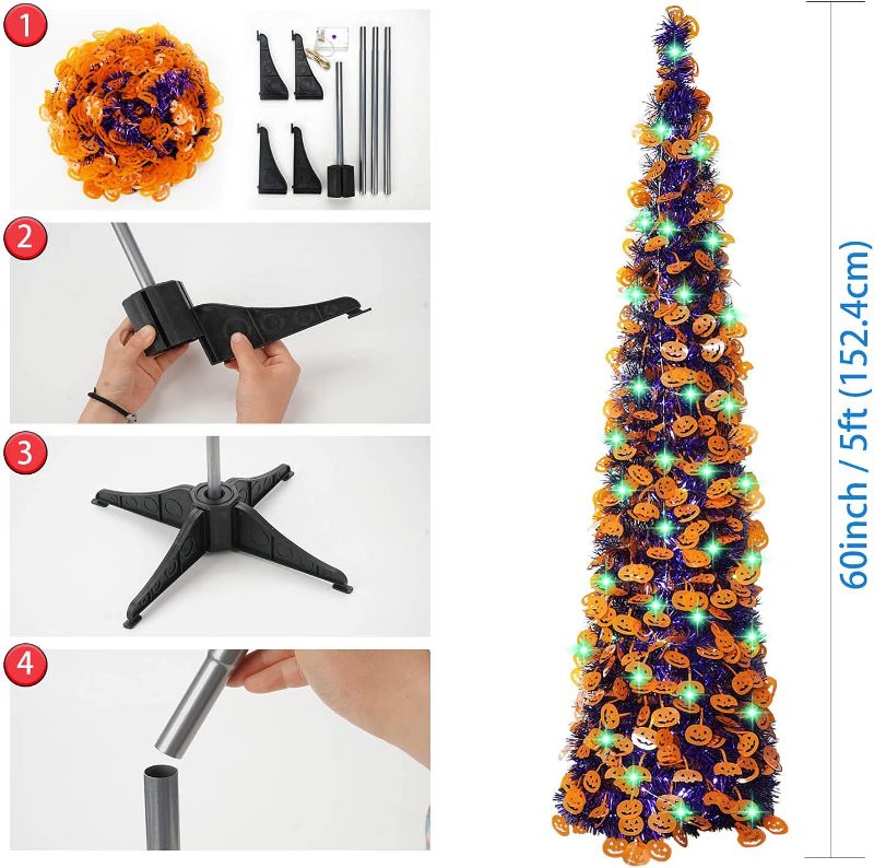 Photo 1 of  Halloween Pumpkin Tree  5ft Pop Up Pencil Collapsible  