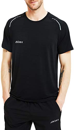 Photo 1 of Akilex Mens Running Dry Fit T-Shirt Athletic Outdoor Short Sleeve Comfortable Sports Top -- Size Small
