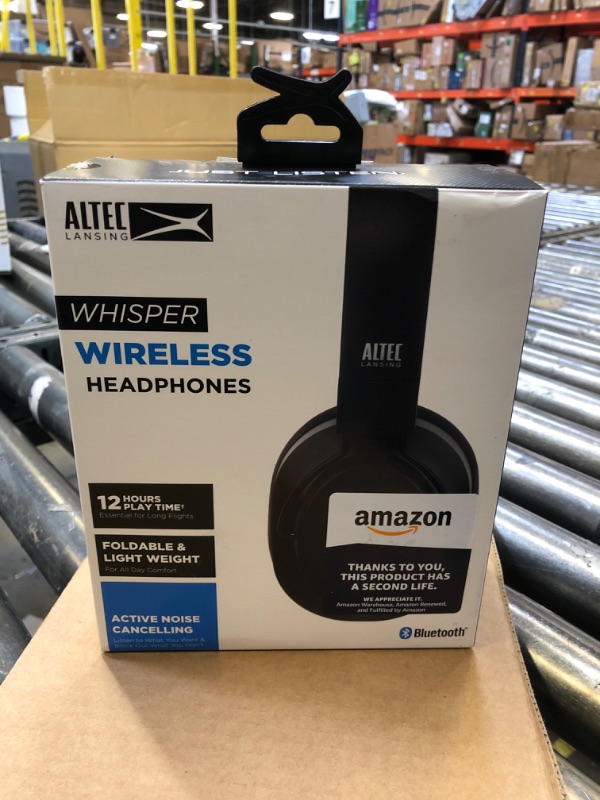 Photo 2 of Altec Lansing Whisper Active Noise Cancelling Headphones, Black (mzx1003-blk)
