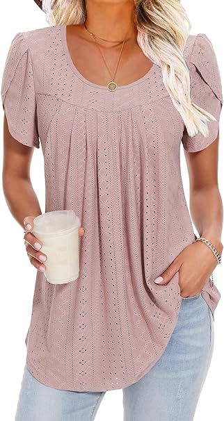 Photo 1 of Attinby Women’s Loose Breathable Shirt Petal Sleeve Top Pleated Hide Belly Tunic Blouse XL 

