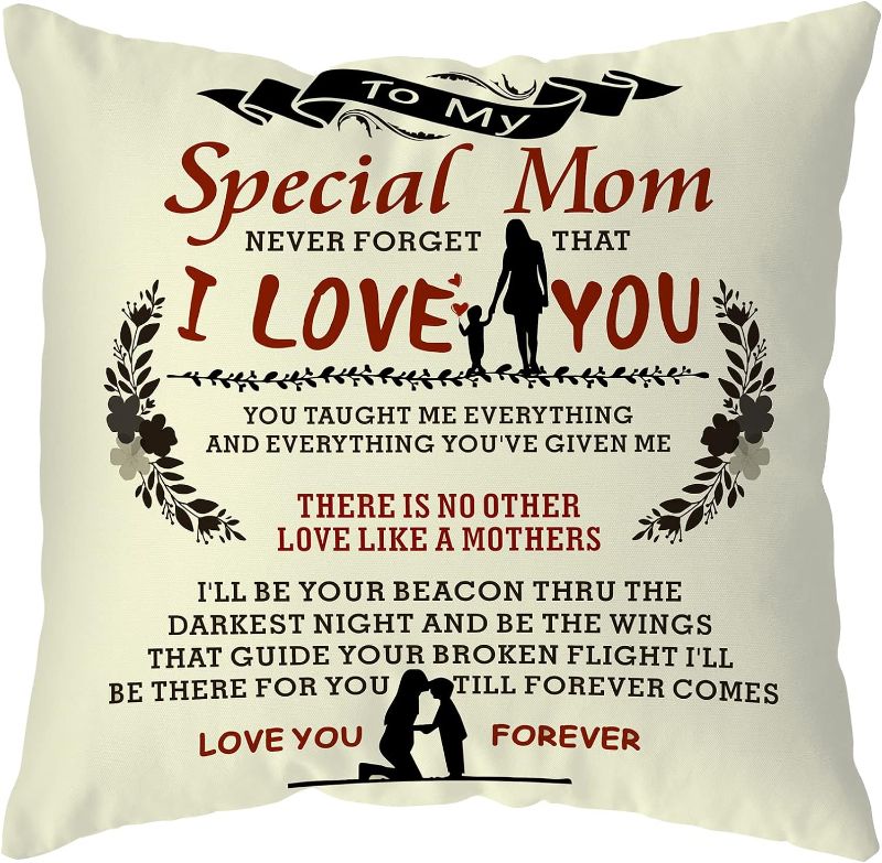 Photo 1 of 2 COUNT - RioGree Mothers Day Mom Gifts for Mom Grandma Wife from Daughter Son Husband - Mom Pillow Cover 18x18 Inch - Mother’s Christmas,Birthday, Anniversary Presents Ideas Cushion Cases for Women Her
