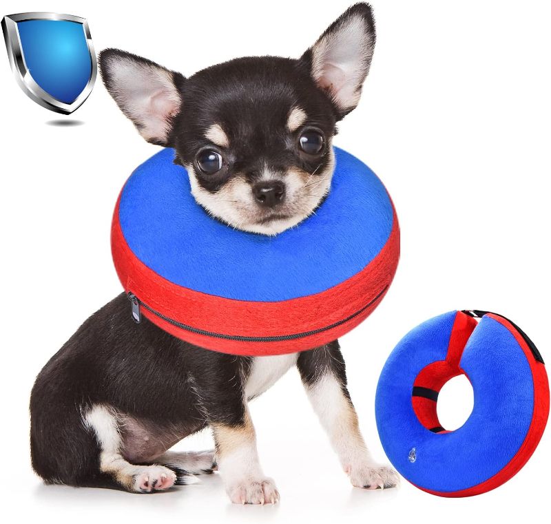 Photo 1 of Bilibara Dog Cone Alternative After Surgery, Inflatable Recovery Collar for Dogs & Cats, Adjustable Dog E Collars, Cone for Dogs After Surgery to Stop Licking, Soft Dog Cones for Small Dogs, Blue
