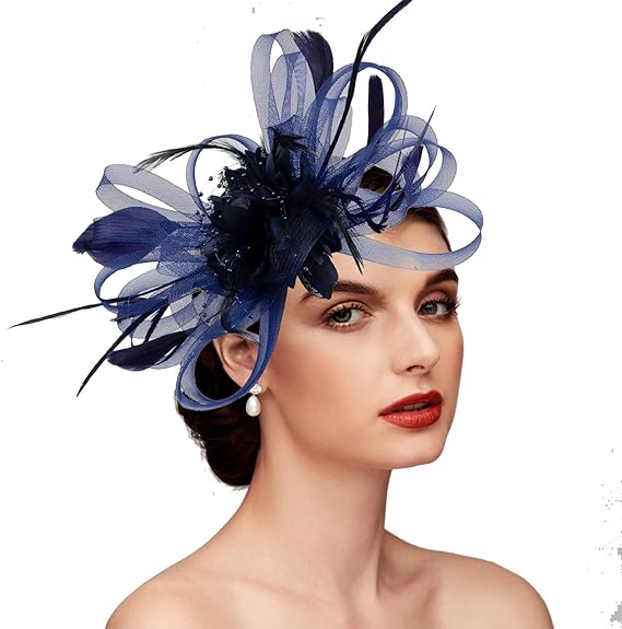 Photo 1 of  Feathers Net Fascinators Hats Headpiece with Feather Cap Flower for Wedding Party Evening Melbourne Cup Headpiece
