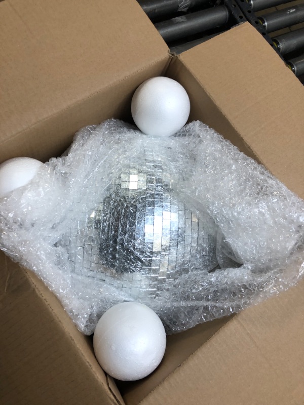 Photo 2 of 12" Disco Ball Mirror Ball Disco Party Decoration Stage Light Dj Light Effect Home Business Christmas Display Decoration Silver
