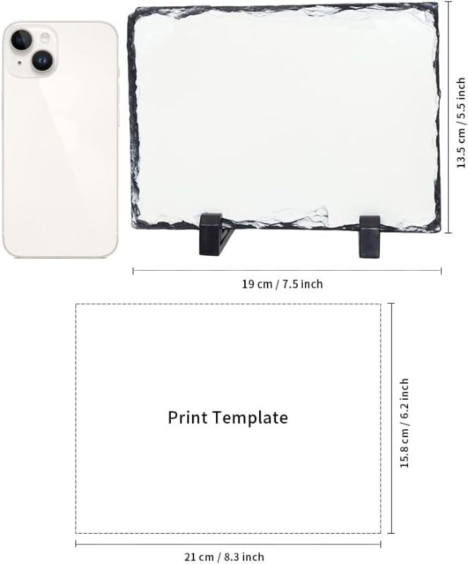 Photo 1 of PYD Life Sublimation Photo Slate Rock Blanks 5.5 x 7.5 Inch Bulk Stone Frame White