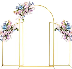Photo 1 of Doingart Metal Wedding Arch, Set of 3 Backdrop Stand for Wedding, Bridal, Indoor Outdoor Party Decoration (Black)
