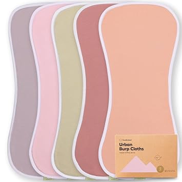 Photo 1 of 5-Pack Organic Burp Cloths for Baby Boys and Girls - Ultra Absorbent Burping Cloth for Newborn - Milk Spit Up Rags - Burpy Cloth Bib for Unisex (Muted Pastel)
