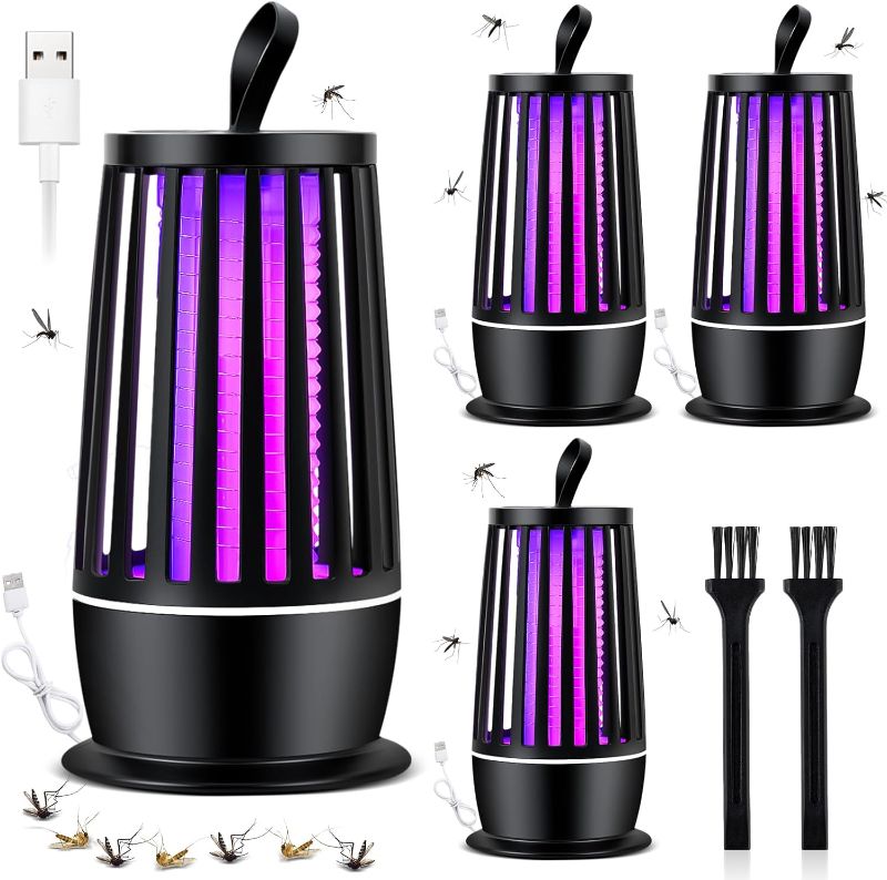 Photo 1 of 4 Pcs Small Electric Mosquito Zappers Bug Zapper with Light 5v 3w Indoor Fly Trap Pest Control Insect Killer with USB Cable and 2 Pcs Cleaning Brush for Home Patio Backyard Camping Bugs Fruit Fly
