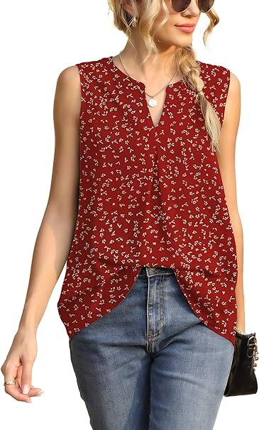 Photo 1 of Bettysays Women's Summer Sleeveless V Neck Casual Tank Tops Chiffon Blouse Office Work Shirts. Medium
