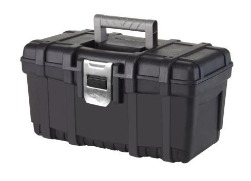 Photo 1 of 16 in. Plastic Portable Tool Box with Metal Latch (1.6 mm) in Black
