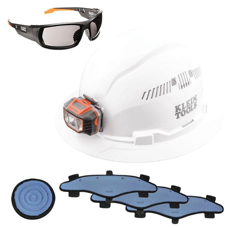 Photo 1 of `Klein Tools Hard Hat and Accessories Kit (5-Piece), White
