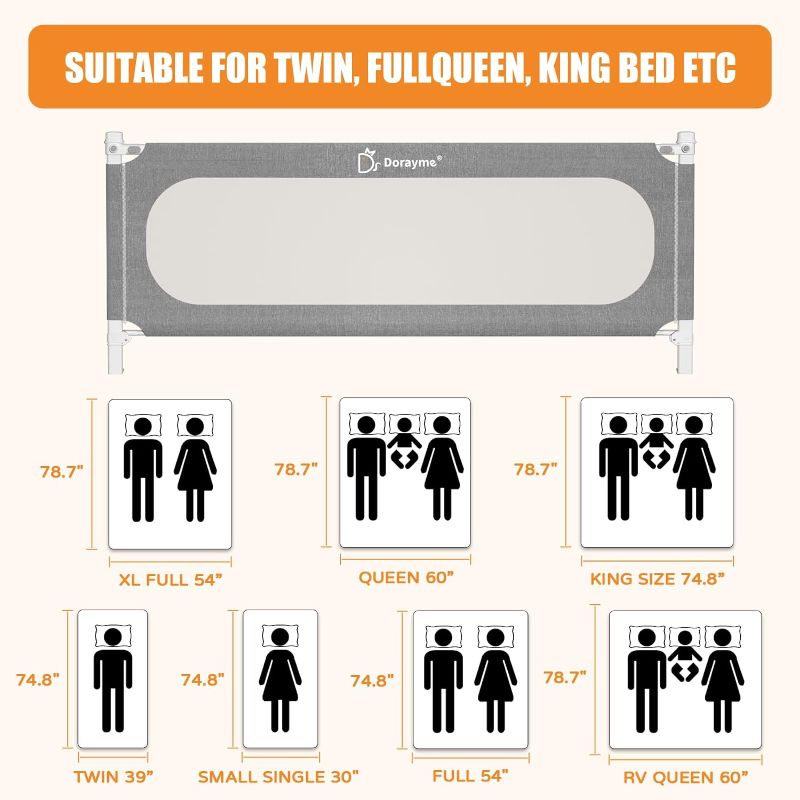 Photo 1 of  (One Side))-- Foldable Bed Rail for Toddlers - 32 Levels of Height Adjustment Specially Designed for Twin, Full, Queen, King Size - Quick Folding Installation Patent (78.7" * 30" (One Side))