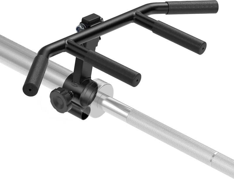 Photo 1 of T Bar Row Multi-Grip Handle Bar Attachment with Rubber Grip For Landmines and 1 2 Inch Olympic Barbell Weight Bar Home Gym Equipment Lateral Exercise Triceps Lats to Build Back Arm Shoulder Muscles